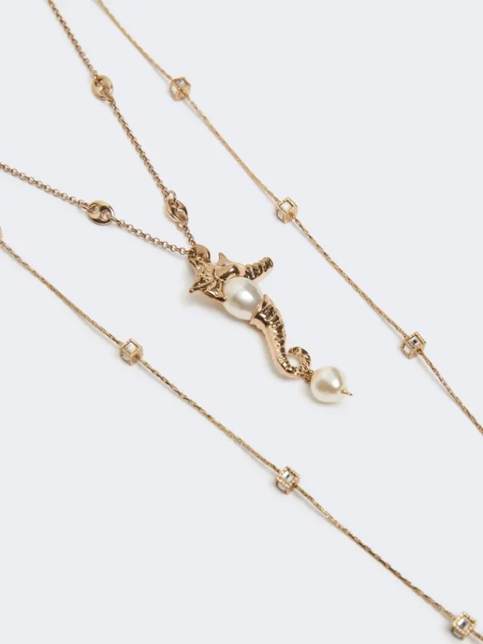 “Abissi” metallisk halskæde med rhinestones, guld “Abissi” metallisk halskæde med rhinestones, guld