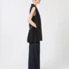 Ærmeløs blazer i stretchuld, sort Ærmeløs blazer i stretchuld, sort