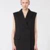 Ærmeløs blazer i stretchuld, sort Ærmeløs blazer i stretchuld, sort