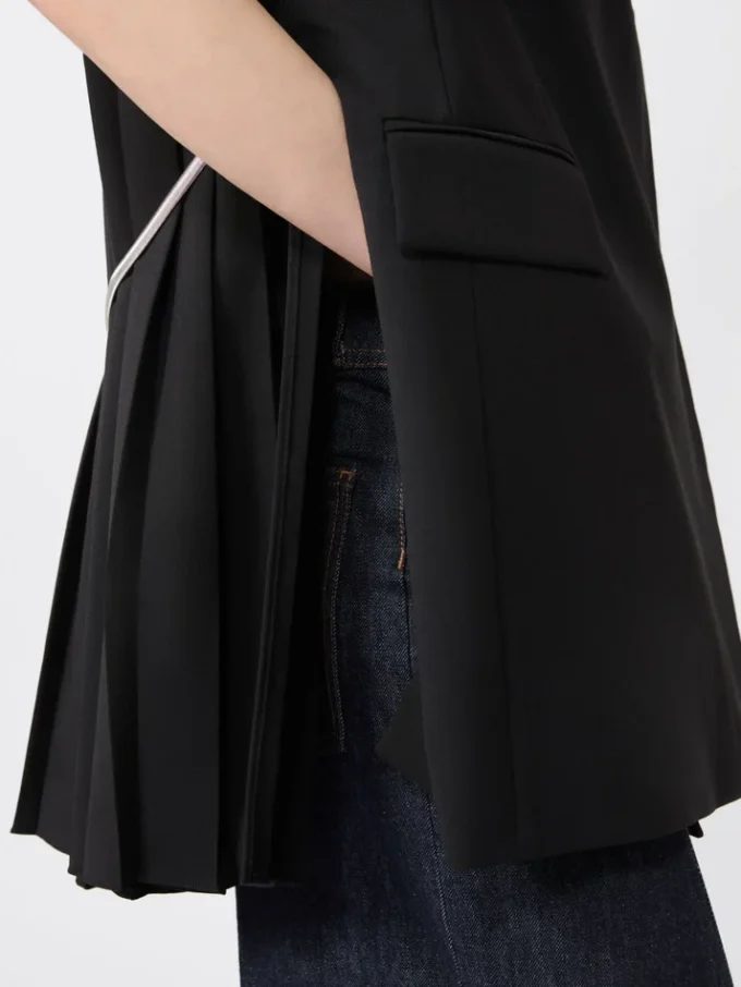 Ærmeløs blazer i stretchuld, sort Ærmeløs blazer i stretchuld, sort