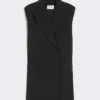 Ærmeløs blazer i stretchuld, sort Ærmeløs blazer i stretchuld, sort
