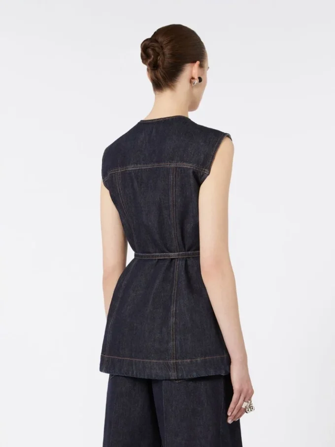 Ærmeløs denimtop, midnatsblå Ærmeløs denimtop, midnatsblå