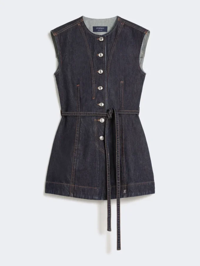 Ærmeløs denimtop, midnatsblå Ærmeløs denimtop, midnatsblå