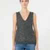 Ærmeløs sweater med pailletter, mørkegrå Ærmeløs sweater med pailletter, mørkegrå