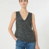 Ærmeløs sweater med pailletter, mørkegrå Ærmeløs sweater med pailletter, mørkegrå
