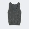 Ærmeløs sweater med pailletter, mørkegrå Ærmeløs sweater med pailletter, mørkegrå