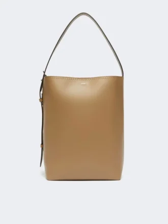 Archetipo medium læder-bucket-taske, mudderfarvet