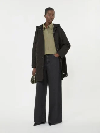 Asymmetrisk vasket bomuldsskjorte, khaki