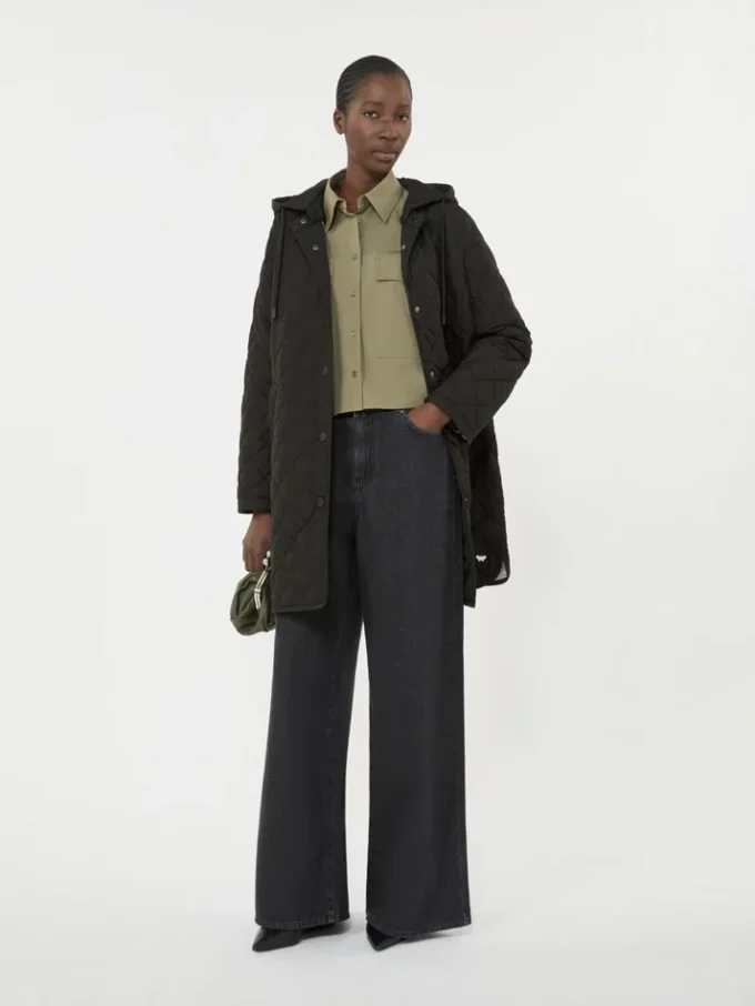 Asymmetrisk vasket bomuldsskjorte, khaki Asymmetrisk vasket bomuldsskjorte, khaki