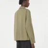Asymmetrisk vasket bomuldsskjorte, khaki Asymmetrisk vasket bomuldsskjorte, khaki