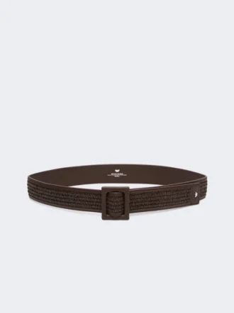 Bælte med raffia-effekt, mørkebrunt