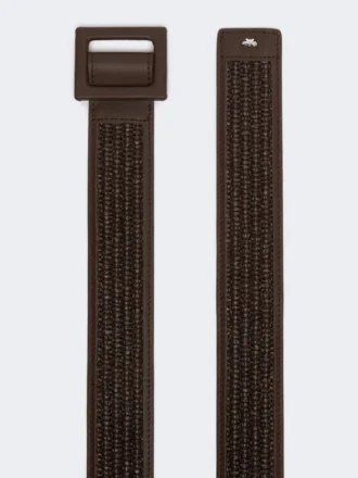 Bælte med raffia-effekt, mørkebrunt