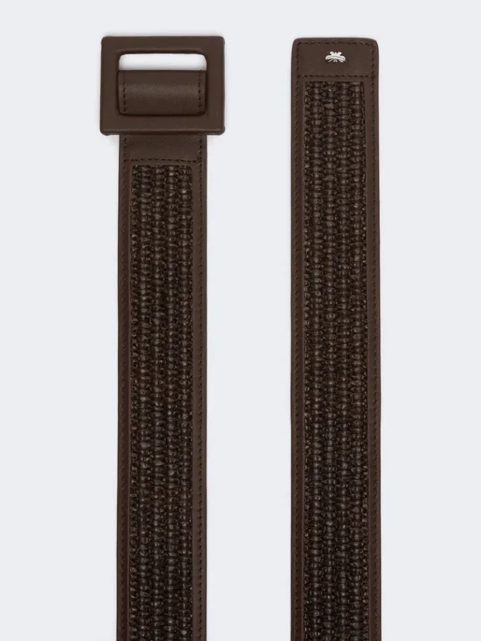 Bælte med raffia-effekt, mørkebrunt Bælte med raffia-effekt, mørkebrunt