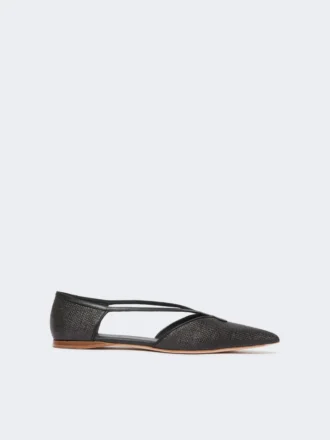 Ballerinasko i raffia-look med kurveflet, sort