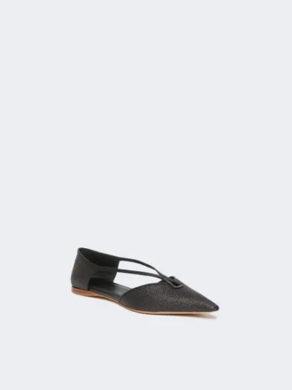Ballerinasko i raffia-look med kurveflet, sort