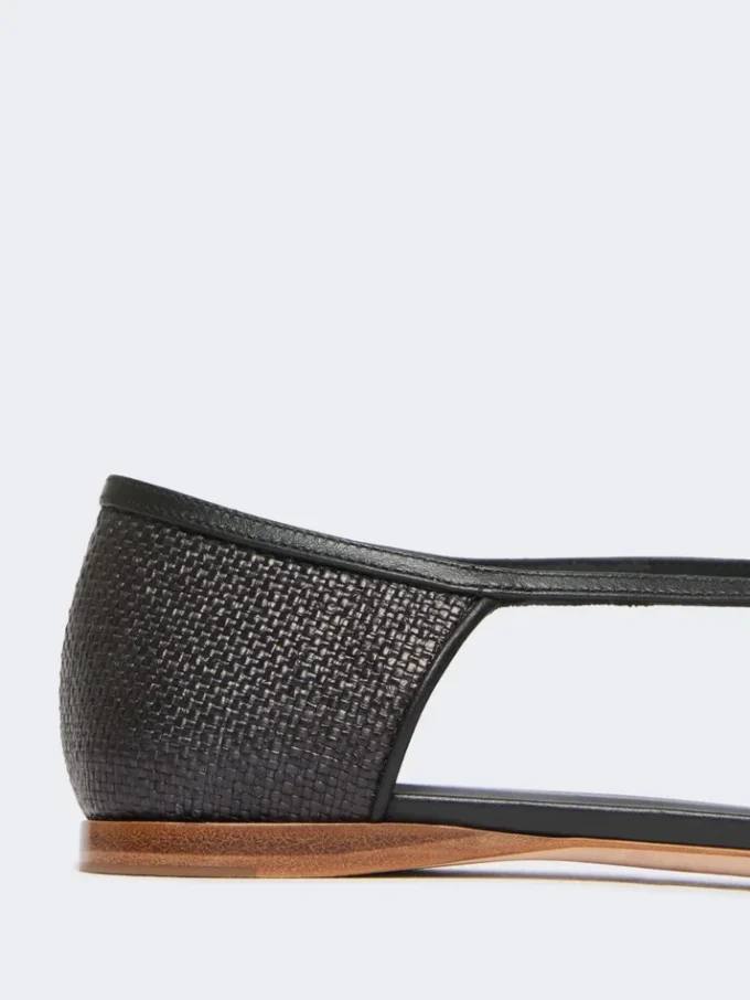 Ballerinasko i raffia-look med kurveflet, sort