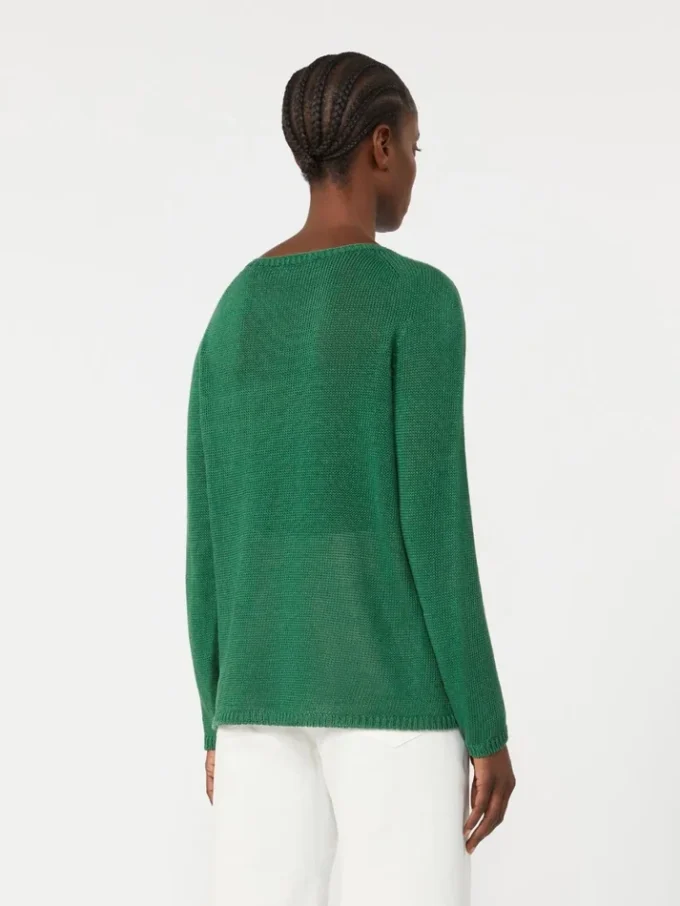 Basic sweater i linnedgarn, grøn Basic sweater i linnedgarn, grøn