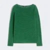 Basic sweater i linnedgarn, grøn Basic sweater i linnedgarn, grøn