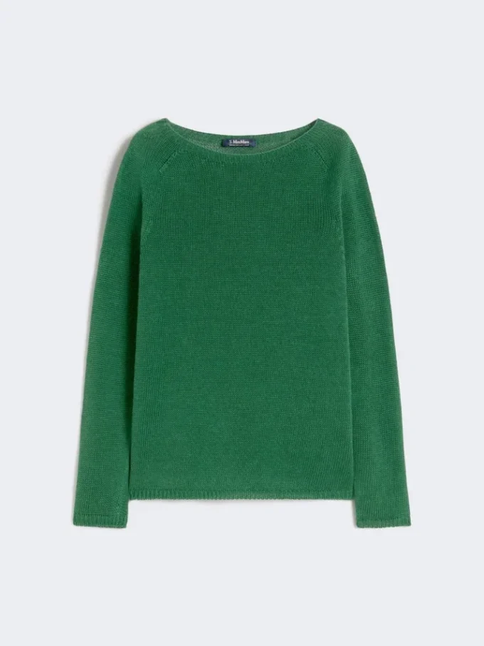 Basic sweater i linnedgarn, grøn Basic sweater i linnedgarn, grøn