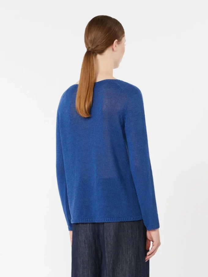 Basic sweater i linnedgarn, kornblå Basic sweater i linnedgarn, kornblå
