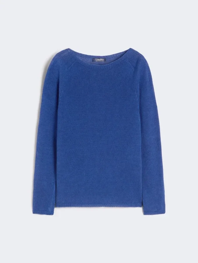 Basic sweater i linnedgarn, kornblå Basic sweater i linnedgarn, kornblå