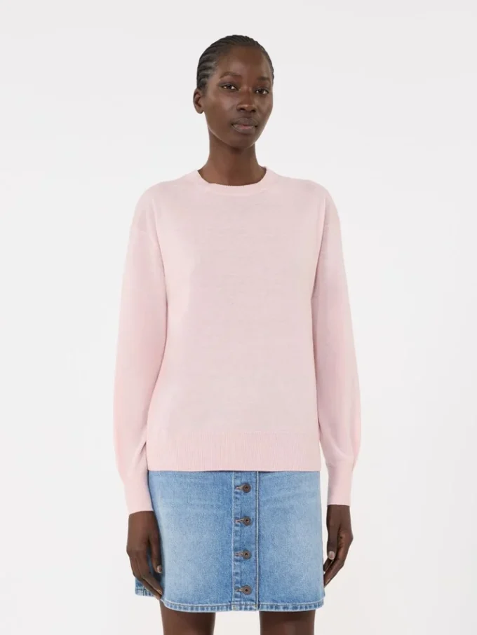 Basic sweater i uld og kashmir, lyserød Basic sweater i uld og kashmir, lyserød