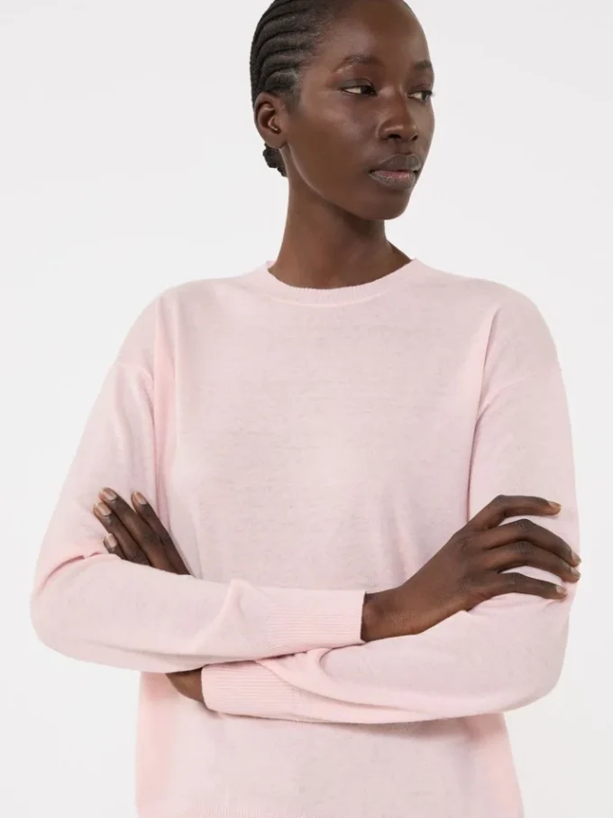 Basic sweater i uld og kashmir, lyserød Basic sweater i uld og kashmir, lyserød
