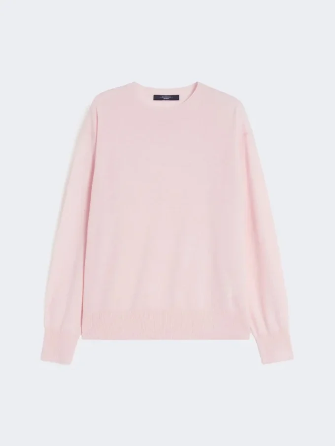 Basic sweater i uld og kashmir, lyserød Basic sweater i uld og kashmir, lyserød