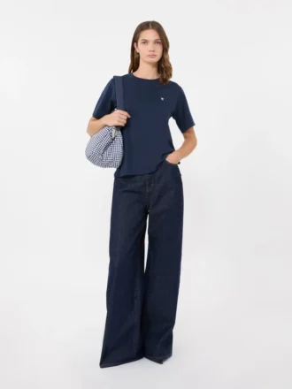 Basis-T-shirt i bomuld, marineblå