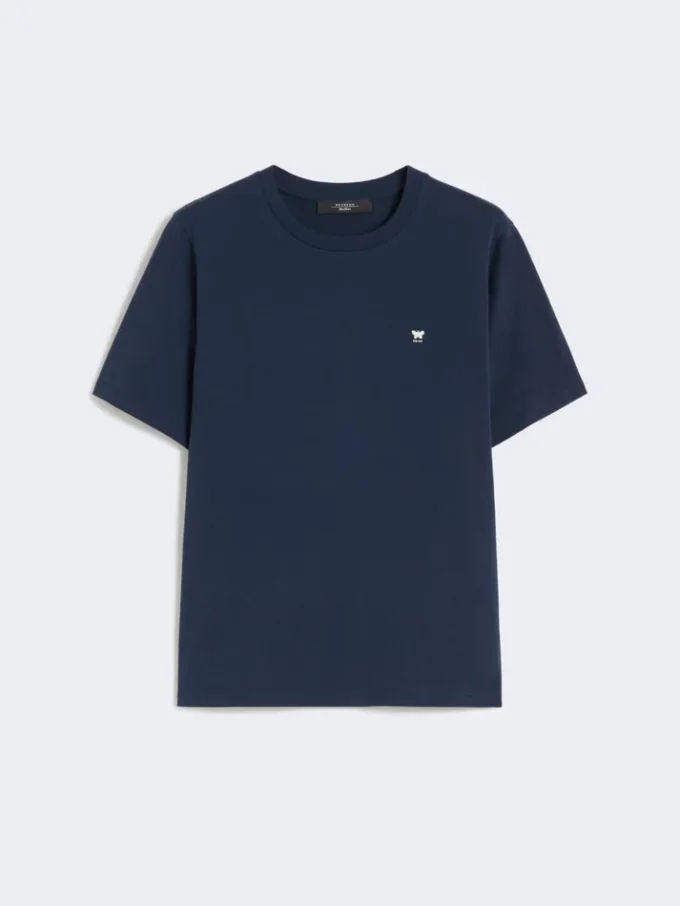 Basis-T-shirt i bomuld, marineblå Basis-T-shirt i bomuld, marineblå