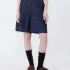 Bermudashorts i bomulds- og linned-denim, marineblå Bermudashorts i bomulds- og linned-denim, marineblå