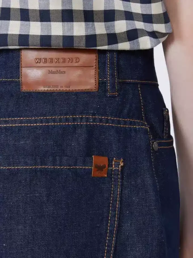 Bermudashorts i bomulds- og linned-denim, marineblå Bermudashorts i bomulds- og linned-denim, marineblå