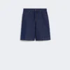 Bermudashorts i bomulds- og linned-denim, marineblå Bermudashorts i bomulds- og linned-denim, marineblå