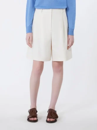 Bermudashorts i bomulds- og linnedcanvas, ecru