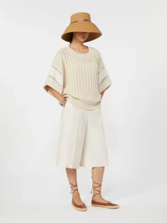 Bermudashorts i hør, beige
