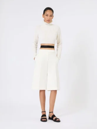 Bermudashorts i viskose-crepe-jersey, hvid
