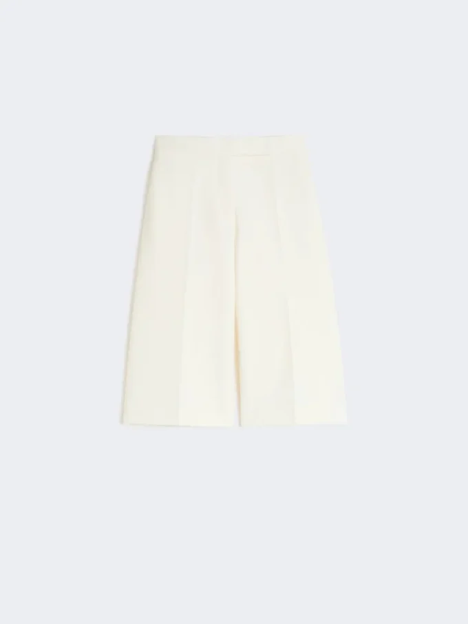 Bermudashorts i viskose-crepe-jersey, hvid Bermudashorts i viskose-crepe-jersey, hvid