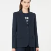 Blazer i bomuldsjersey, marineblå Blazer i bomuldsjersey, marineblå