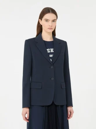 Blazer i bomuldsjersey, marineblå