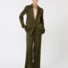 Blazer i Envers-satin, mosgrøn Blazer i Envers-satin, mosgrøn