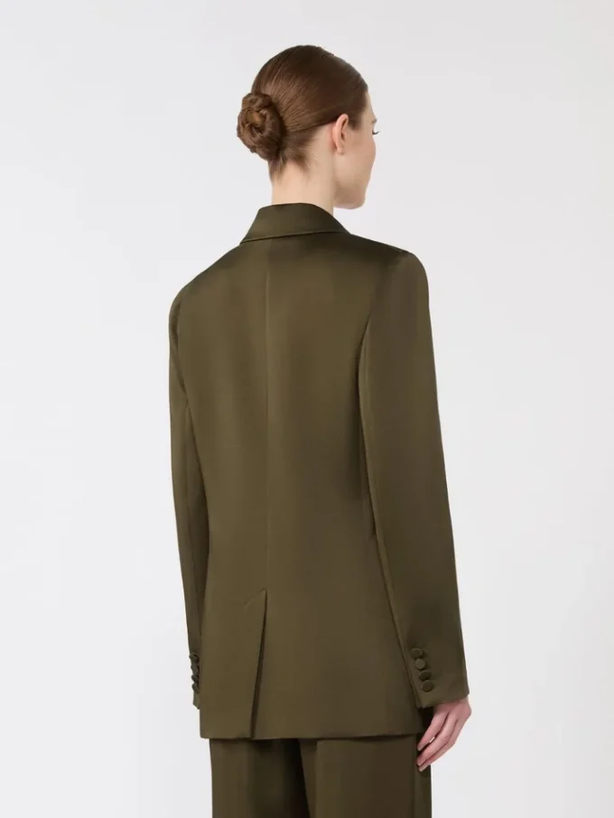 Blazer i Envers-satin, mosgrøn Blazer i Envers-satin, mosgrøn