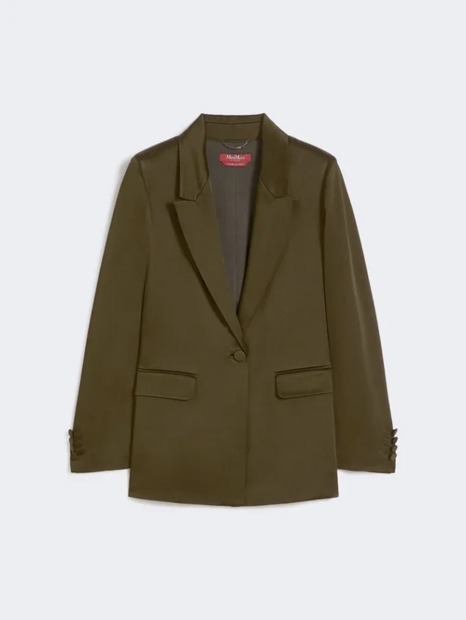 Blazer i Envers-satin, mosgrøn Blazer i Envers-satin, mosgrøn