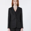 Blazer i hørlærred, sort Blazer i hørlærred, sort