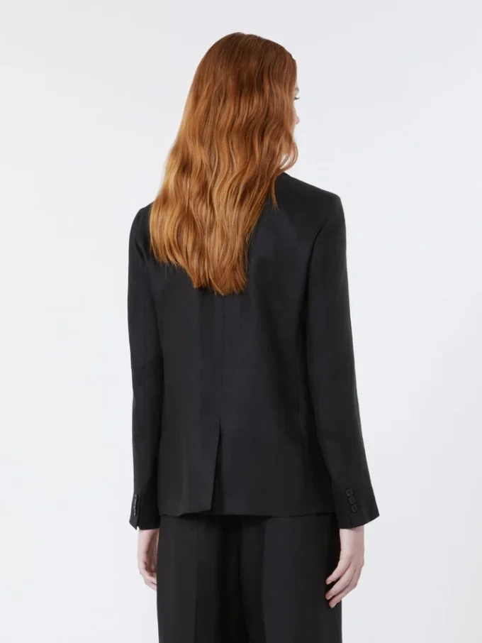 Blazer i hørlærred, sort Blazer i hørlærred, sort
