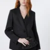 Blazer i hørlærred, sort Blazer i hørlærred, sort