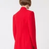 Blazer i stretch-uld med dobbeltradet knaplukning, rød Blazer i stretch-uld med dobbeltradet knaplukning, rød