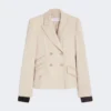 Blazer i uld, mohair og silke med dobbeltradet knaplukning, sand Blazer i uld, mohair og silke med dobbeltradet knaplukning, sand