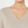 Bluse i bredvævet uld, beige