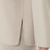 Bluse i bredvævet uld, beige