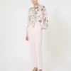 Bluse i mønstret chiffon, hvid Bluse i mønstret chiffon, hvid